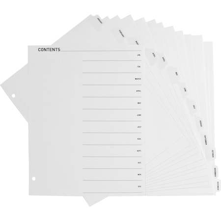 Business Source Jan Dec Monthly Table of Contents Index Dividers, PK12 05856